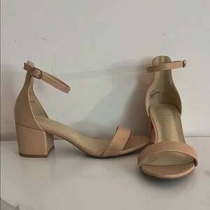 Lulu's Tan Ankle Strap Block Heels